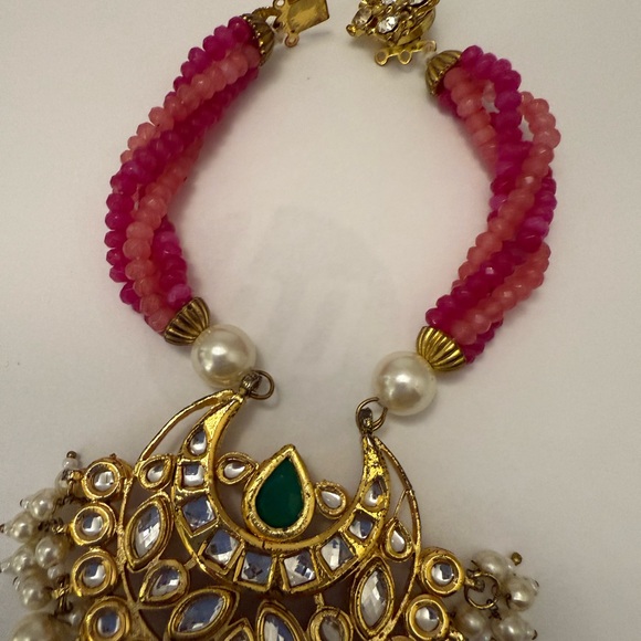 2 for $20 Must bundle / Hand Crafted Gold and Pink Bracelet with Green Detail - Picture 4 of 10